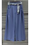 PANTALON CEINTURE FOULARD PE26841 BLEU MARINE