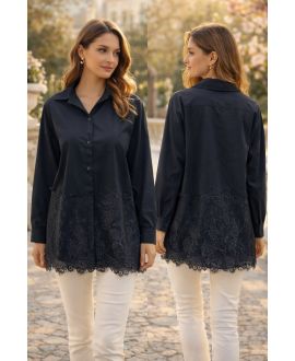 CAMISA DE ENCAJE PE2152 NEGRA