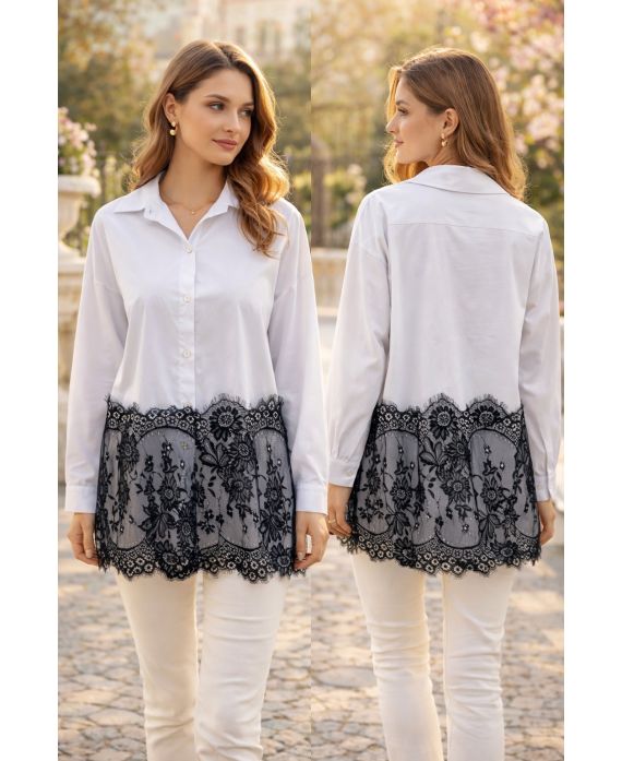 CAMISA DE ENCAJE PE2152 BLANCA