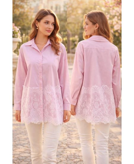 CAMICIA IN PIZZO PE2152 ROSA