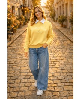 FELPA CON COLLO POLO PE26836 GIALLA