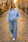 POLOKRAAG SWEATSHIRT PE26836 HEMELSBLAUW