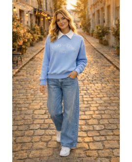 POLO COLLAR SWEATSHIRT PE26836 SKY BLUE