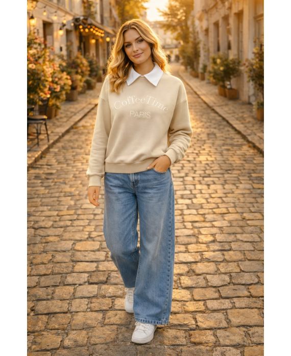 POLO COLLAR SWEATSHIRT PE26836 BEIGE