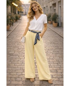PANTALONI CON CINTURA CON SCIARPA PE26841 GIALLO