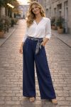 PANTALONI CON CINTURA CON SCIARPA PE26841 BLU NAVY