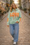 LOVE HOODIE PE26878 PASTEL GREEN