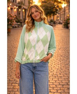 KURTKA DIAMENTOWA + SPODNIE PE26831 PASTELOWEJ ZIELENI