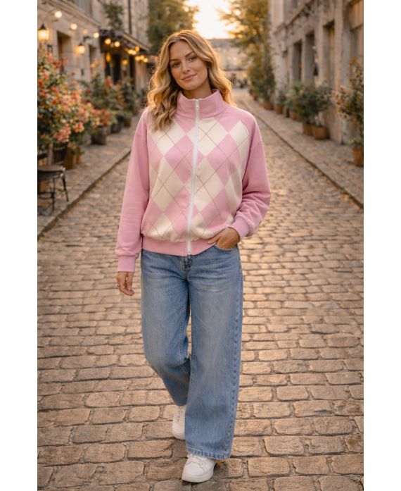 DIAMANTEN JAS + ROZE PE26831 PANTSEN