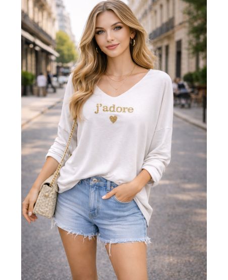 BEDRUCKTER PULLOVER PE2132 WEISS