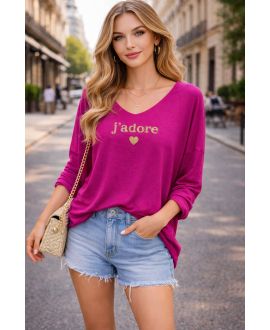 PRINTED SWEATER PE2132 FUSCHIA