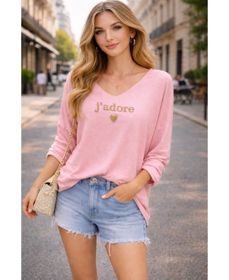 BEDRUKTE TRUI PE2132 ROZE