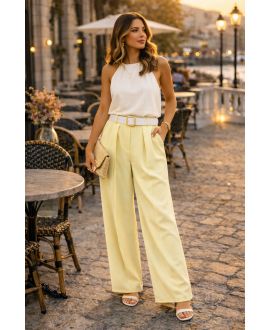 FLOWING TROUSERS WITH WAISTBAND PE26883 YELLOW