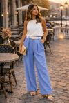 PANTALON FLUIDE AVEC CEINTURE PE26883 BLEU JEANS
