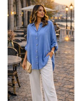 FLOWING PE2102 OVERSIZED SHIRT SKY BLUE
