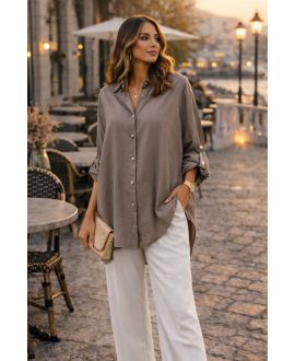 CAMISA OVERSIZE FLUIDA PE2102 TAUPE