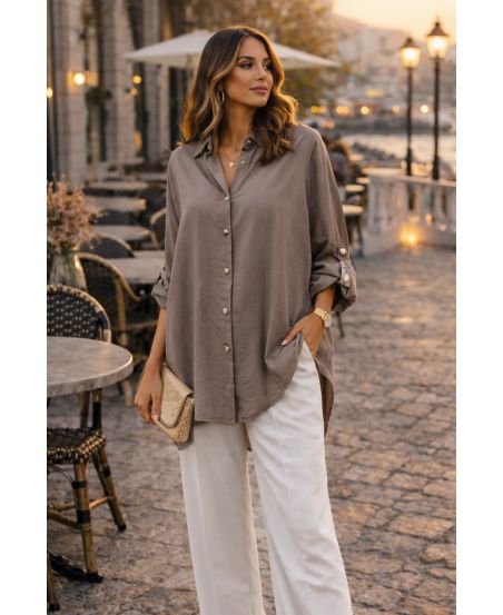 FLOWY OVERSIZED SHIRT PE2102 TAUPE
