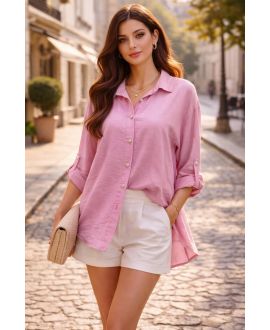 CAMICIA OVERSIZE FLUIDA SS2102 ROSA