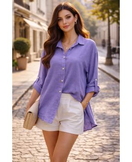 CAMISA OVERSIZE Y FLUIDA PE2102 LILA