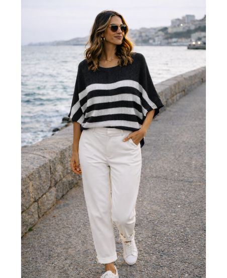 JERSEY DE RAYAS NEGRAS CON CHIC PE260528