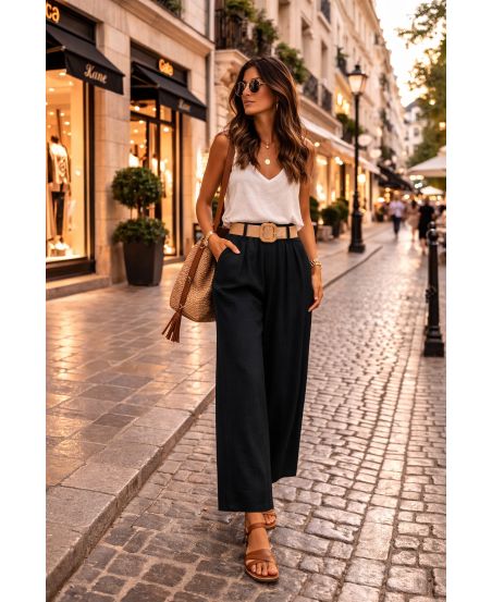 2-POCKET BELT PANTS PE26890 BLACK