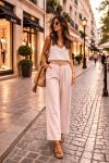 PANTALONI A CINTURA A 2 TASCHE PE26890 ROSA