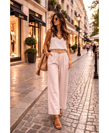 PANTALONES DE CINTURÓN DE 2 BOLSILLOS PE26890 ROSA