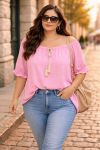 PLUS SIZE TIE TOP PE260812 FUCHSIA