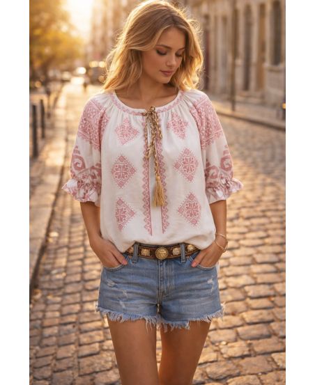 TOP IMPRIMEE A NOUER PE260524 ROSE