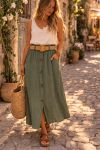 2-POCKET COTTON GAUZE SKIRT + KHAKI PE260520 BELT
