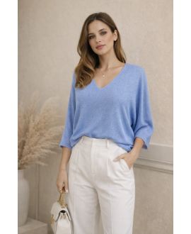 PULL CHIC LUREX PE260535 BLEU CIEL