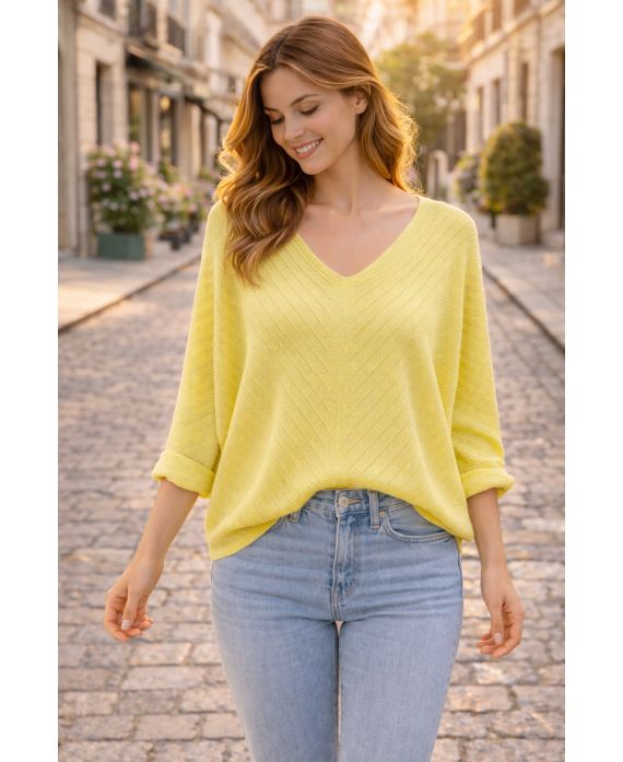 PULL TEXTURE LUREX PE260576 JAUNE