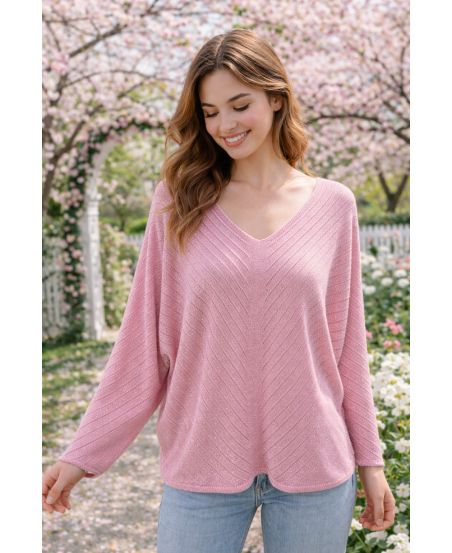 PULL TEXTURE LUREX PE260576 ROSE