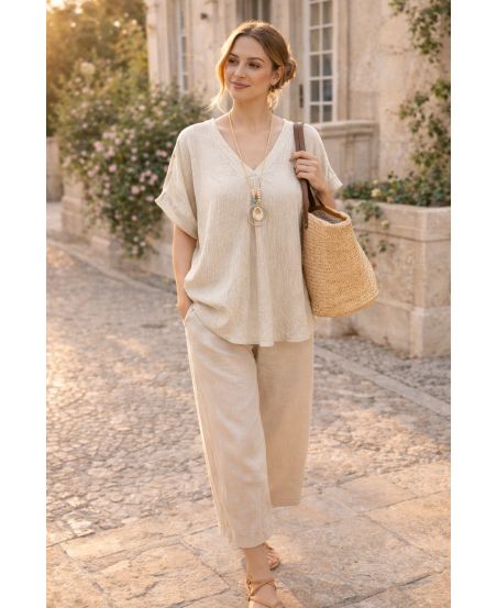 TOP FLUIDO E TEXTURIZZATO CON PE260568 COLLANA BAI