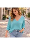 SWETER O TEKSTURZE LUREX PE260576 PASTELOWEJ ZIELENI