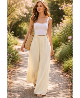 VISCOSE FLUID PANTS PE260562 YELLOW