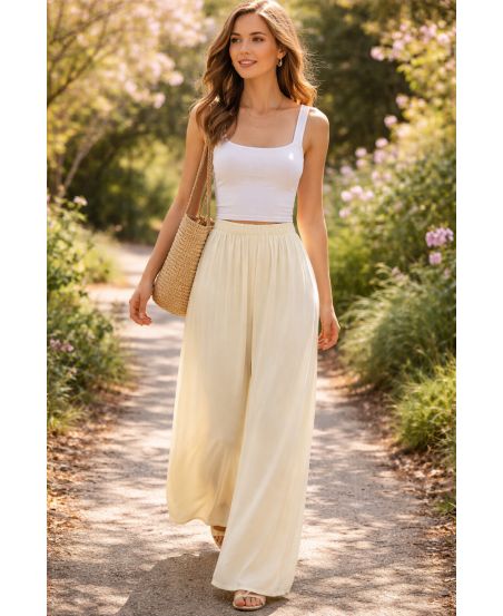 PANTALON FLUIDE VISCOSE PE260562 JAUNE