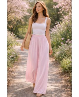 PANTALONES DE FLUIDO VISCOSO PE260562 ROSA