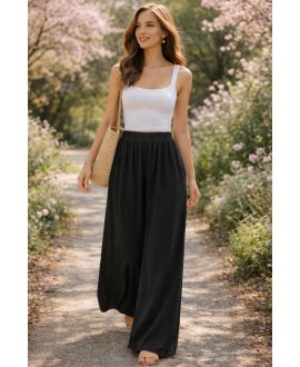 PANTALONI A FLUIDO VISCOSICO PE260562NOIR