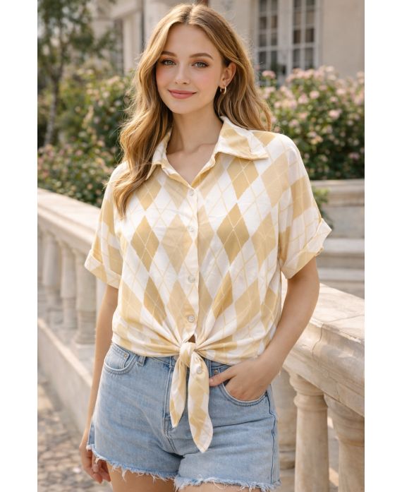 STROPDASBLOUUSE PE260540 BEIGE