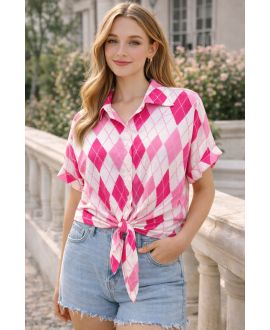 KRAWATTENBLUSE PE260540 FUCHSIA