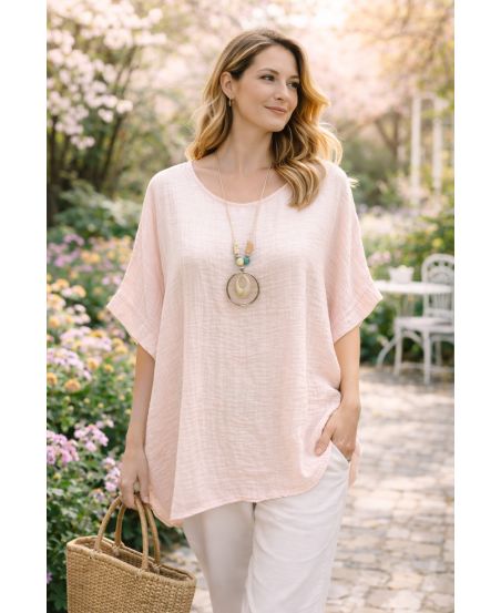 TÚNICA HOLGADA HOLGADA CON COLLAR PE260547 ROSA