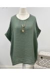 TUNIQUE AMPLE GAUFRE AVEC COLLIER PE260547 KAKI
