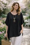 LOOSE EMBOSSED TUNIC WITH BLACK PE260547 NECKLACE