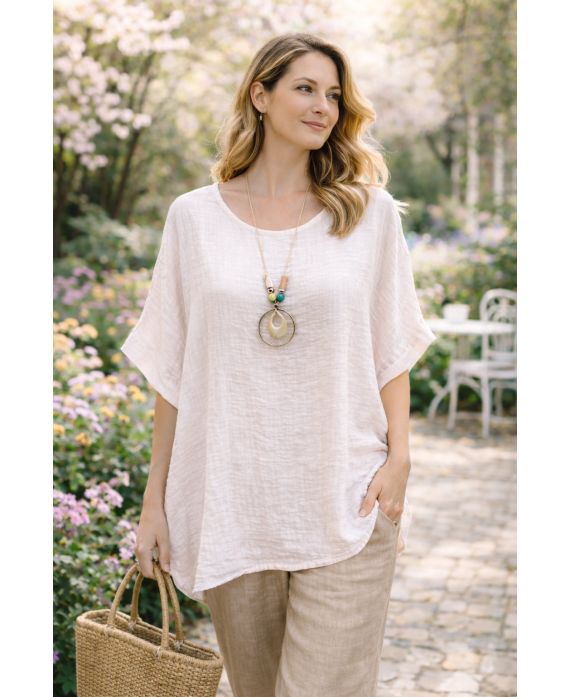 LOS, RELIËFDE TUNIEK MET WITTE PE260547 KETTING