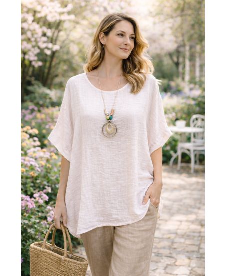 TÚNICA HOLGADA CON COLLAR PE260547 BLANCO