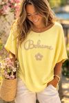 BOHEMIAN PE260556 YELLOW SHORT-SLEEVED SWEATER
