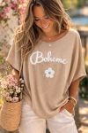 MAGLIONE BOHÉMIEN A MANICHE CORTE PE260556 BEGE