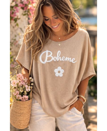 JERSEY BOHEMIO DE MANGA CORTA PE260556 BEGE