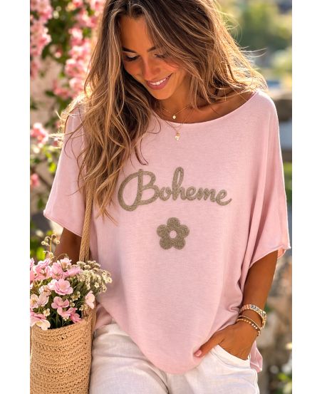 BOHEMIEN-KURZÄRMELIGER PULLOVER PE260556 PINK
